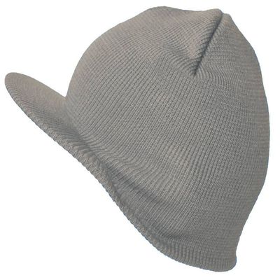 TOP HEADWEAR Winter Beanie Hat with Visor Brim Warm Knit Cuffless Beanie Cap, Grey