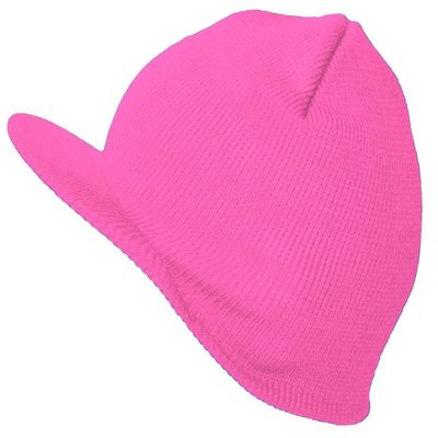 TOP HEADWEAR Winter Beanie Hat with Visor Brim Warm Knit Cuffless Beanie Cap, Hot Pink