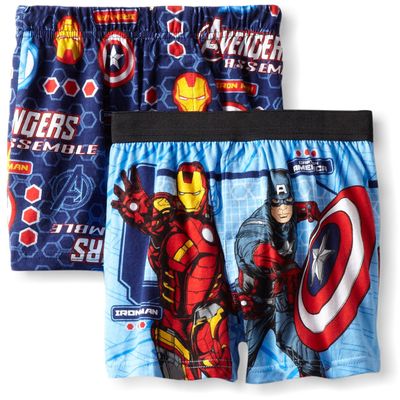 AME INTL Sleepwear Little Boys' Avengers 2 Pack Boxers, Blue, 6