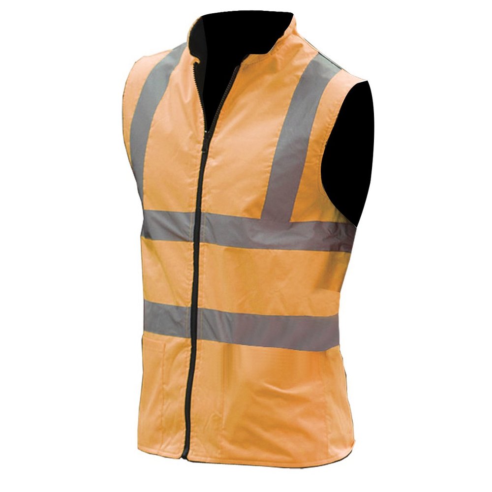 Yoko Mens Workwear Hi-Vis Reversible Fleece Vest/Jacket (S) (Hi Vis Orange)
