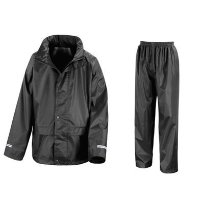 Result Core Childrens/Kids Unisex Junior Rain Suit Jacket And Trousers Set (7-8) (Black)