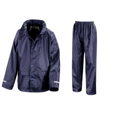 Result Core Childrens/Kids Unisex Junior Rain Suit Jacket And Trousers Set (11-12) (Navy Blue)