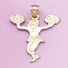 14k Yellow Gold Sports Charm Pendant, Cheerleader With Pom-poms view 1
