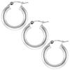 3 Pairs Sterling Silver 5/8 inch 16mm Hoop Earrings Women and Men Click Top thick 3mm Tube view 1