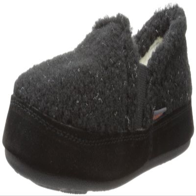 Acorn Unisex-Kid's Colby Gore Moc Slipper, Black Berber, 3-4 Big Kid