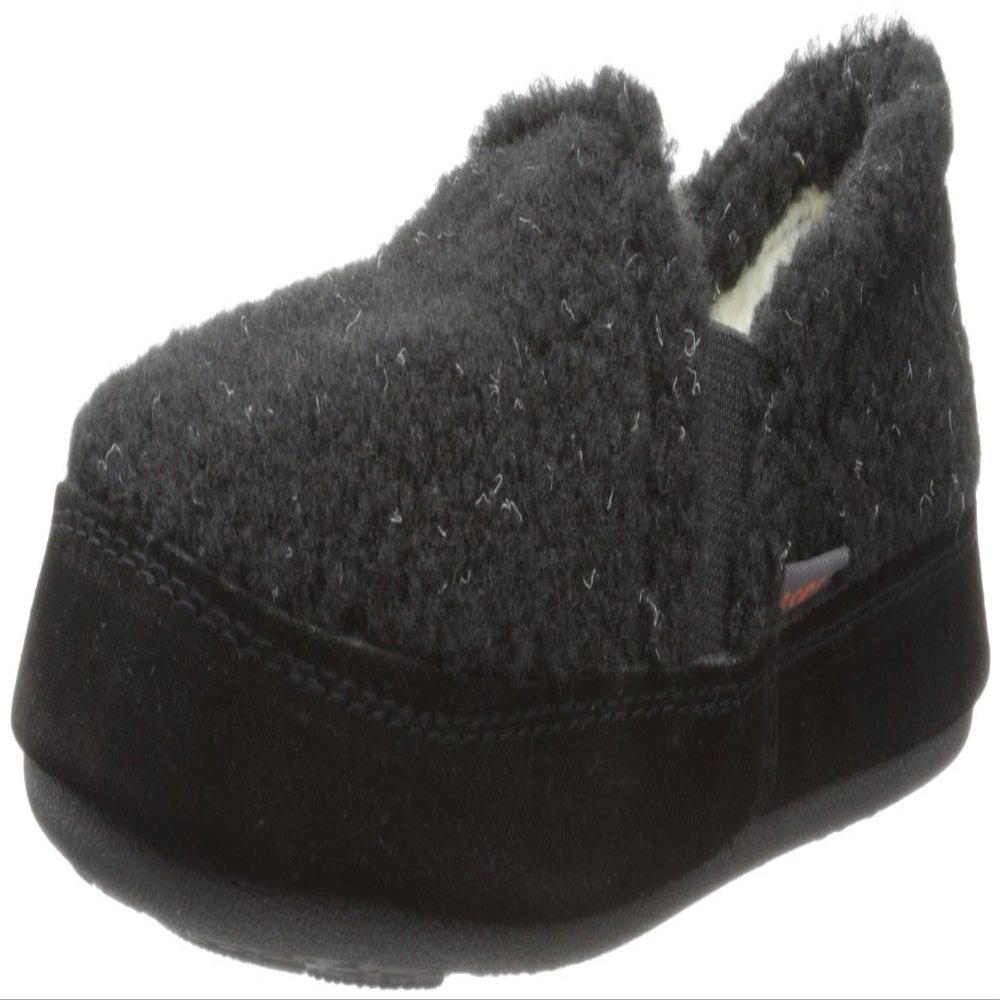 Acorn Unisex-Kid's Colby Gore Moc Slipper, Black Berber, 3-4 Big Kid