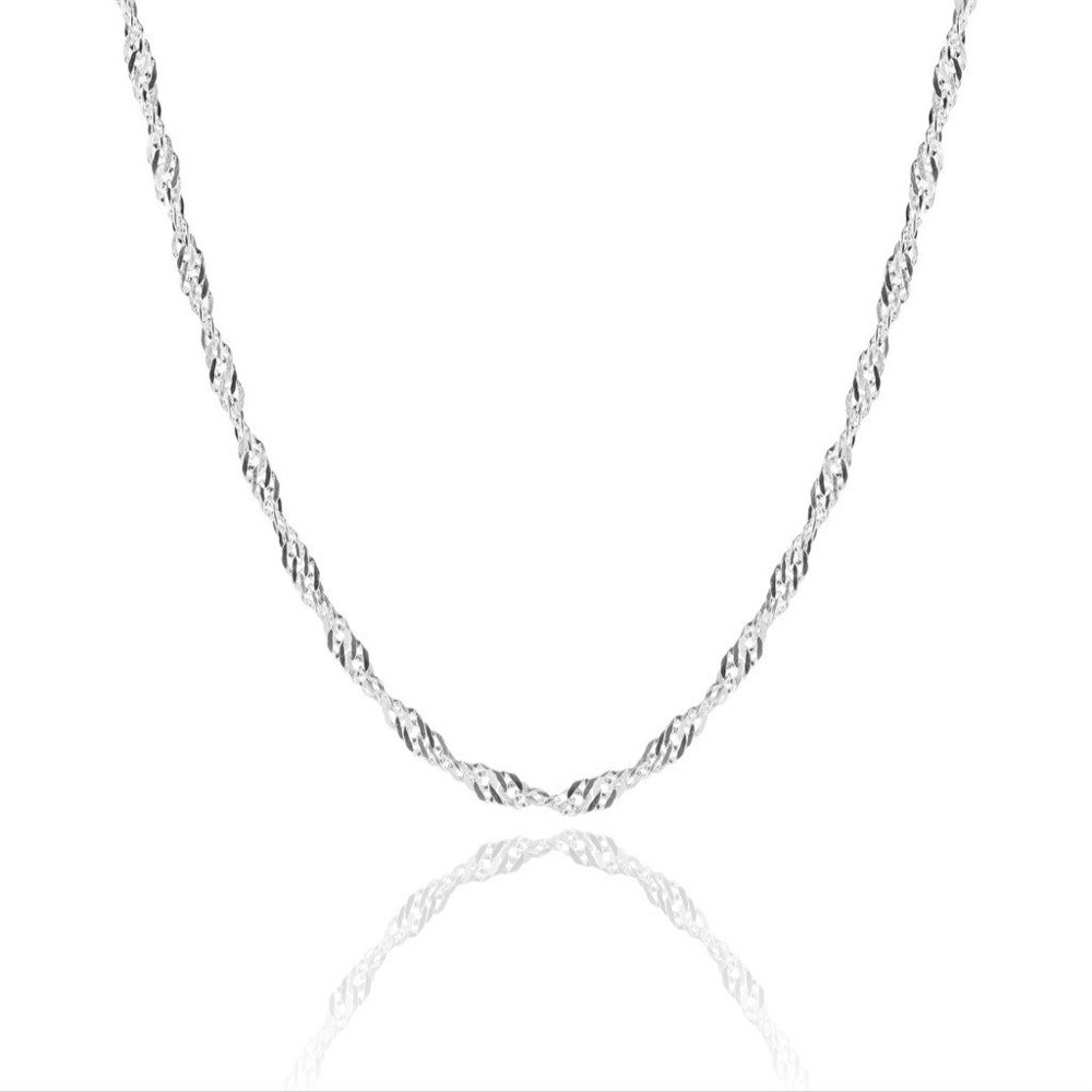 1mm thick solid sterling silver 925 Italian SINGAPORE ROPE twisted curb link chain necklace chocker bracelet anklet - 15, 20, 25, 30, 35, 40, 45, 50, 55, 60, 65, 70, 75, 80, 85, 90, 95, 100cm