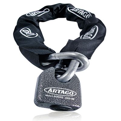 ARTAGO 68T100 High-End Motorcycle Chain Lock, SRA & Sold Secure Gold Approved, Bunker Selection, Forged Steel MONOBLOK Padlock, Heavy Duty Anti Theft Device for Garage Anchor E-Bike, 15 100cm/3,28ft