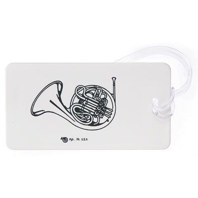 Gift House French Horn Luggage Tag, 1 Count, White, Plastic, Rectangular, 1 Label