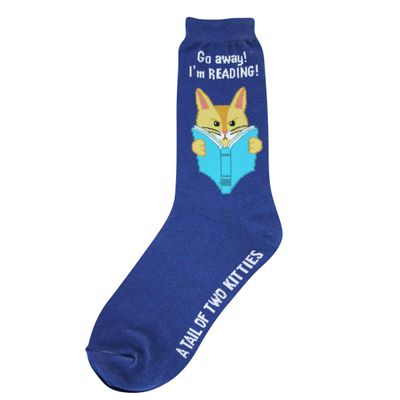 Foot Traffic, Women's Education-Themed Socks, Fits Sizes 4-10 (Reading Kitty)