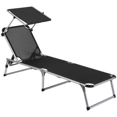 Bo-Camp Stretcher with Sunscreen Lounger, One Size, Black