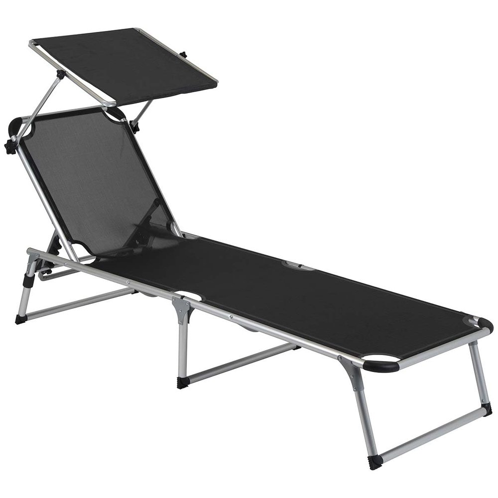 Bo-Camp Stretcher with Sunscreen Lounger, One Size, Black