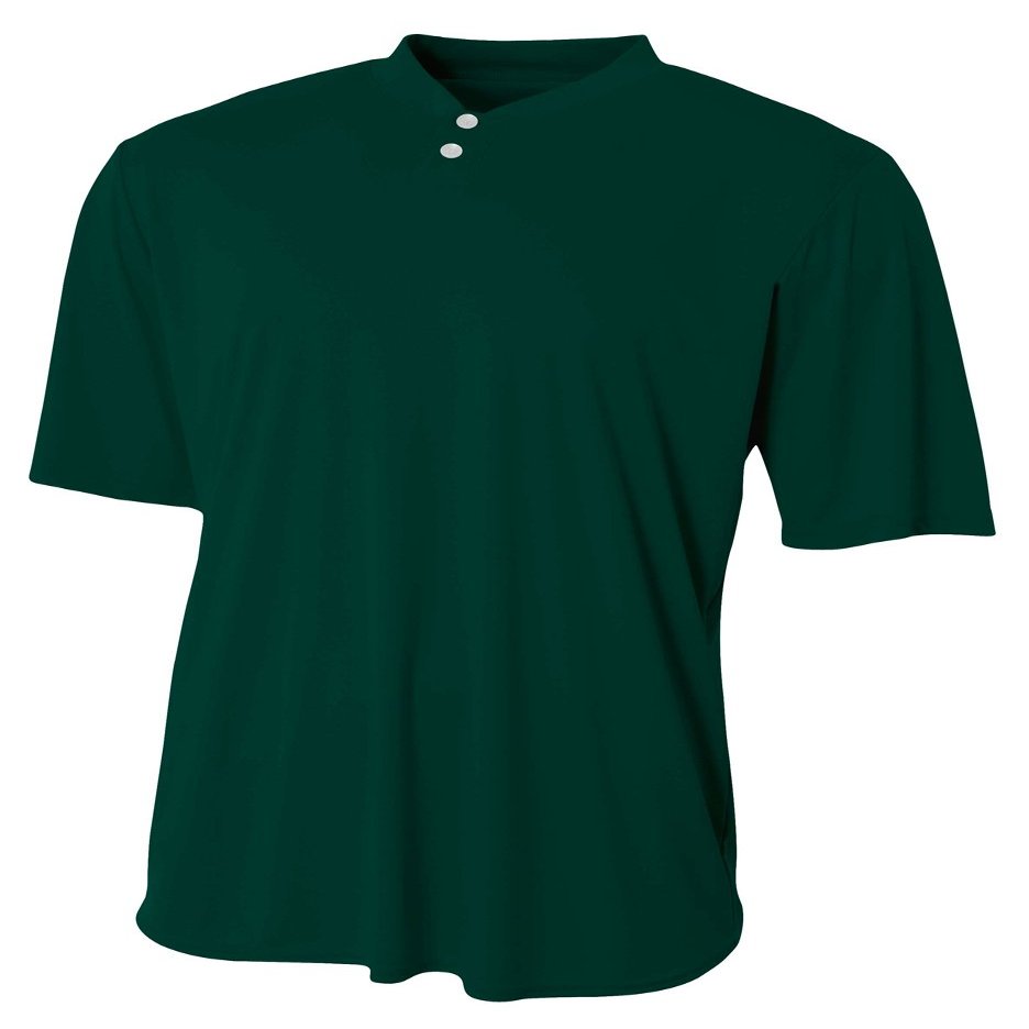 A4 Mens Tek 2-Button Henley, XL, Forest