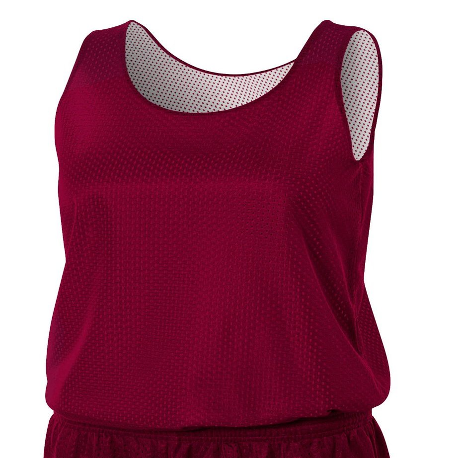 A4 Womens Reversible Mesh Tank, XS, Maroon White