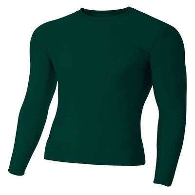 A4 Mens Long Sleeve Compression Crew, Large, Forest