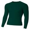 A4 Mens Long Sleeve Compression Crew, Large, Forest view 1