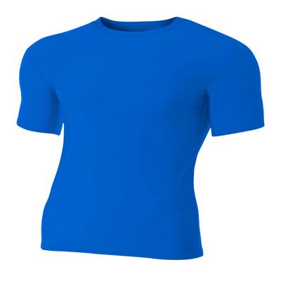 A4 Mens Short Sleeve Compression Crew, 2XL, Royal