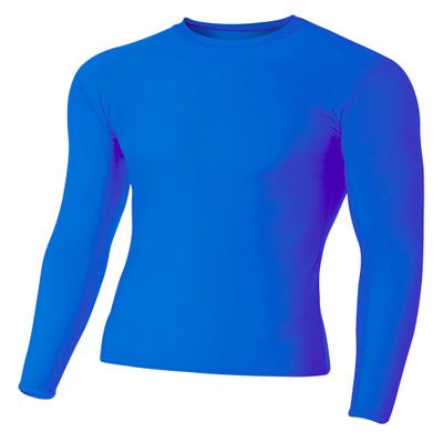 A4 Mens Long Sleeve Compression Crew, Large, Royal
