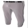 A4 Mens Pro-Style Elastic Bottom Baseball Pant, Small, Gray/Black view 1