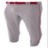 A4 Mens Pro-Style Elastic Bottom Baseball Pant, Medium, Gray/Cardinal view 1