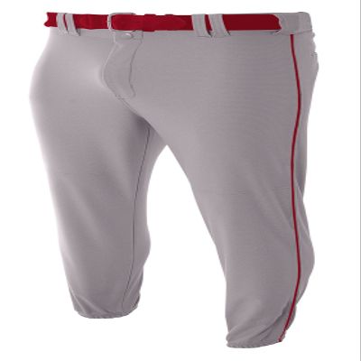 A4 Mens Pro-Style Elastic Bottom Baseball Pant, Large, Gray/Cardinal
