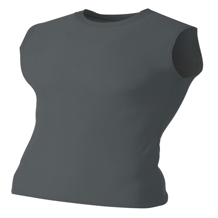 A4 Mens Compression Muscle Shirt Tee, 3XL, Graphite