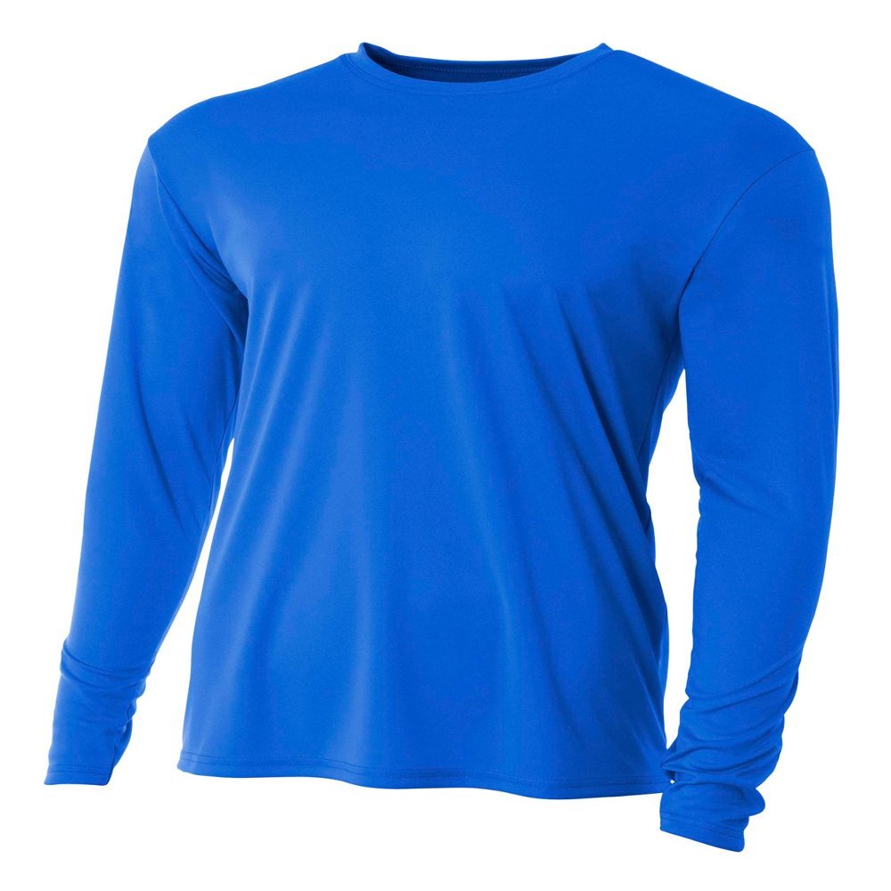 A4 Mens Cooling Performance Long Sleeve Crew, 3XL, Royal