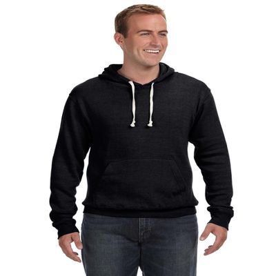 J America Adult Triblend Pullover Fleece Hood L BLACK TRIBLEND