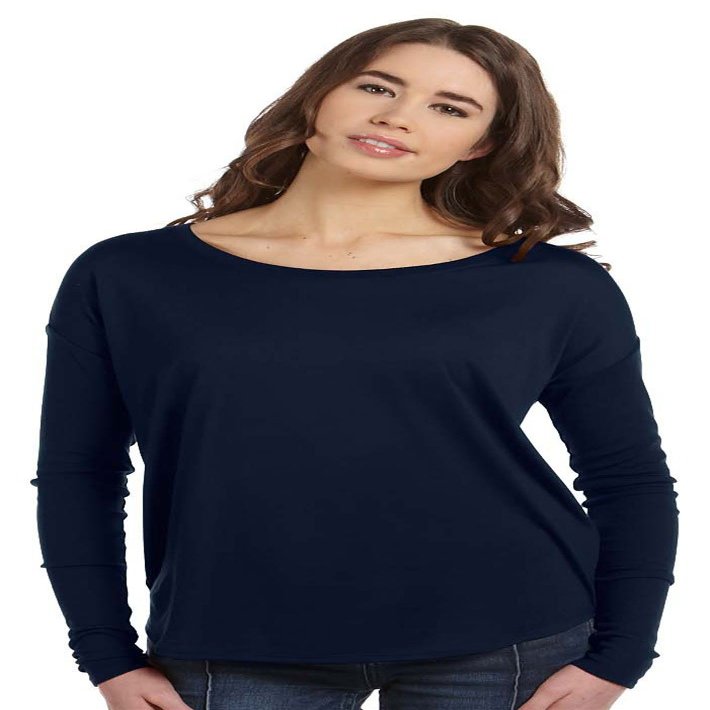 Bella + Canvas 8852 Ladies Flowy Long-Sleeve T-Shirt with 2x1 Sleeves Midnight Medium