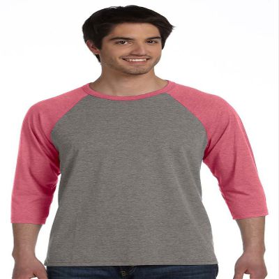 Unisex Three-Quarter Sleeve Baseball Tee - Grey/ Red Triblend