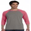 Unisex Three-Quarter Sleeve Baseball Tee - Grey/ Red Triblend view 1