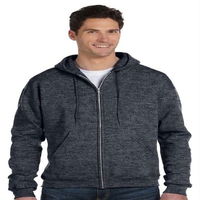 Champion Double Dry Action Fleece Full Zip Hood S800, L, Charcoal Heather