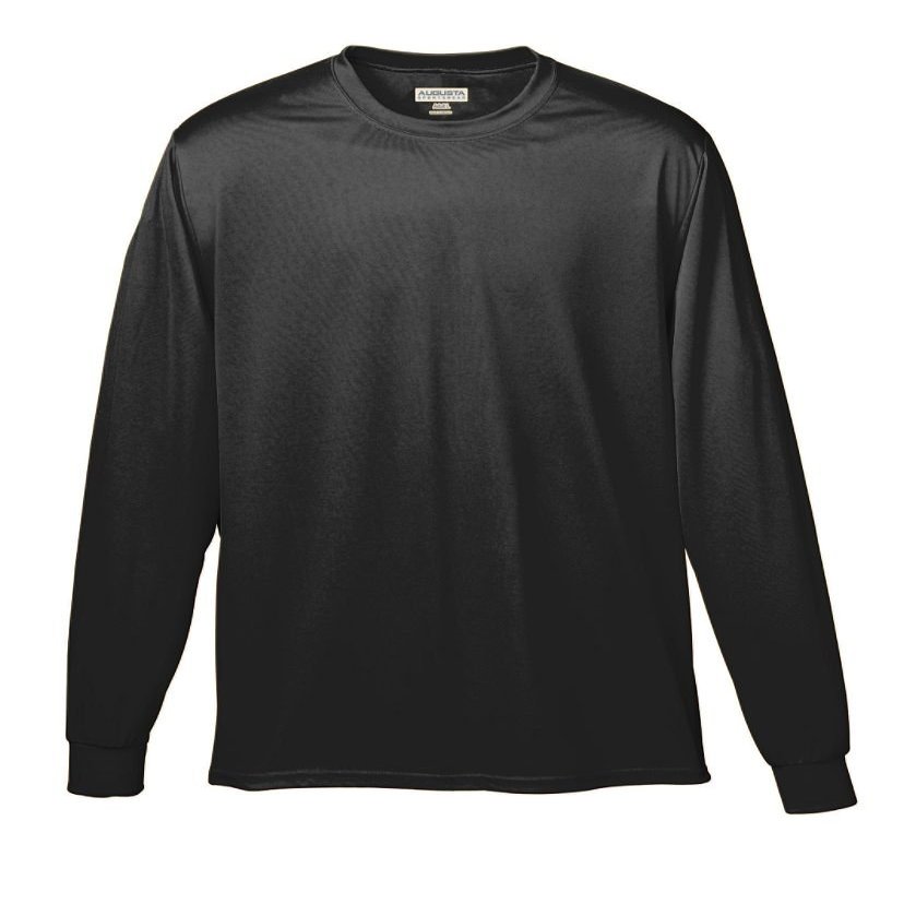Black Youth Large Long Sleeve Moisture Management Wicking Cool and Comfortable Athletic Shirt & Undershirt (All Sports: Baseball, Softball, Football, Soccer, Lacrosse, Volleyball, Track, etc)