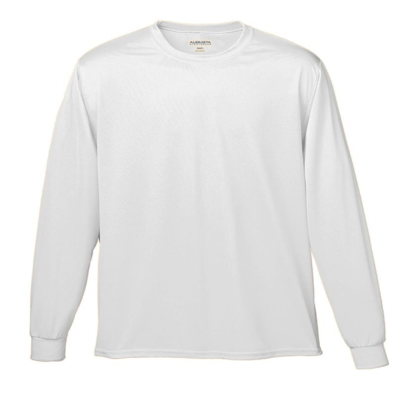 White Youth Large Long Sleeve Moisture Management Wicking Cool and Comfortable Athletic Shirt & Undershirt (All Sports: Baseball, Softball, Football, Soccer, Lacrosse, Volleyball, Track, etc)