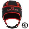 Optimum Senior Origin Rugby and Football Headguard - Full Coverage Scrum Cap | Breathable, Soft-Edged, Lightweight Sports Protective Headgear Black/Red, Small view 2