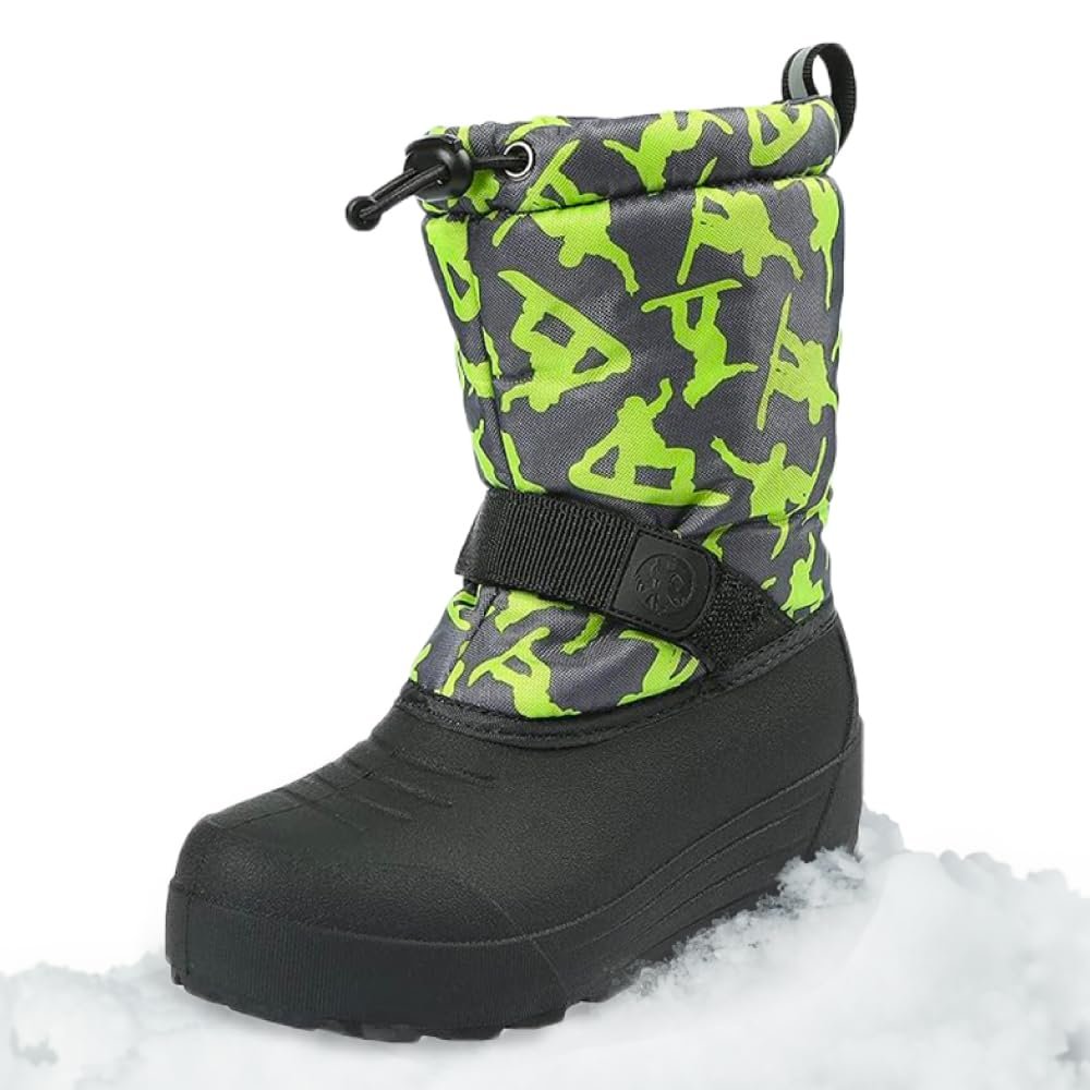 Northside unisex child Frosty snow boots, Dark Grey/Green, 7 Toddler US