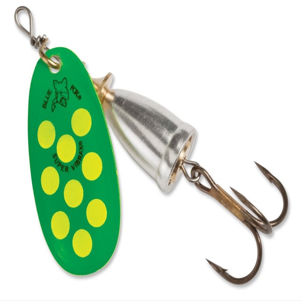 Blue Fox Classic Vibrax 04 Tackle, Fluorescent Green/Fluorescent Yellow/Silver UV, 3/8, 60-40-325IC