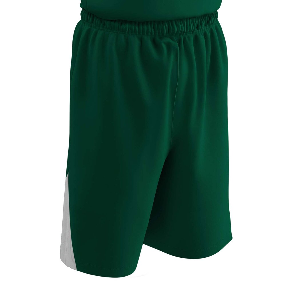 Champro Dri Gear Pro Plus Reversible Polyester Basketball Short, Adult X-Large, Forest Green, White