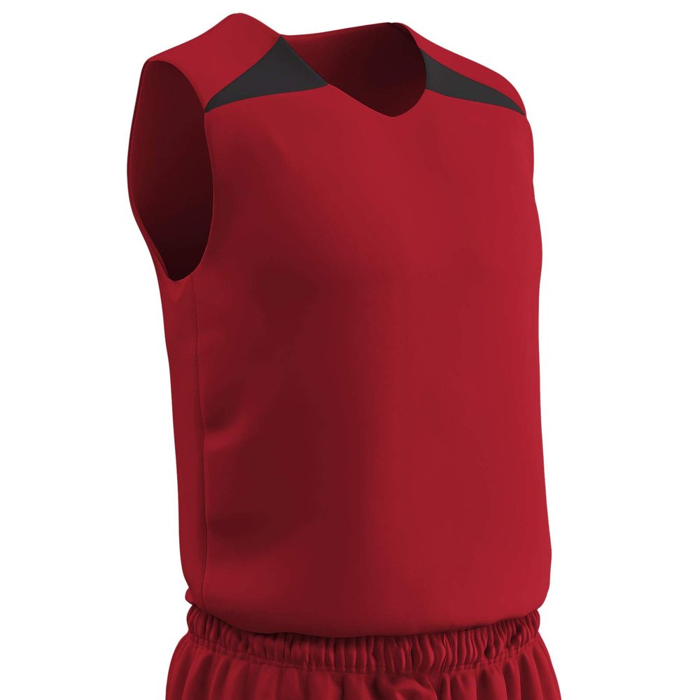 Champro Boys Youth Dri Gear Pro Plus Polyester Reversible Basketball Jersey, Scarlet, Black, Small US