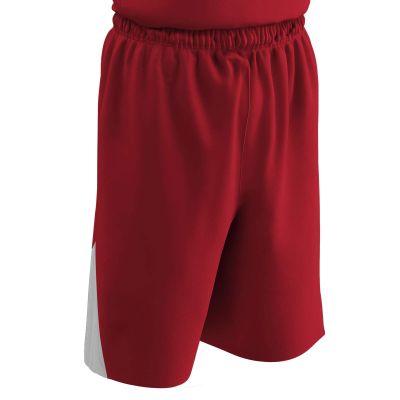 Champro Dri Gear Pro Plus Reversible Polyester Basketball Short, Youth Large, Scarlet, White