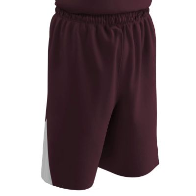CHAMPRO Dri Gear Pro Plus Reversible Polyester Basketball Short, Youth Medium, Maroon, White
