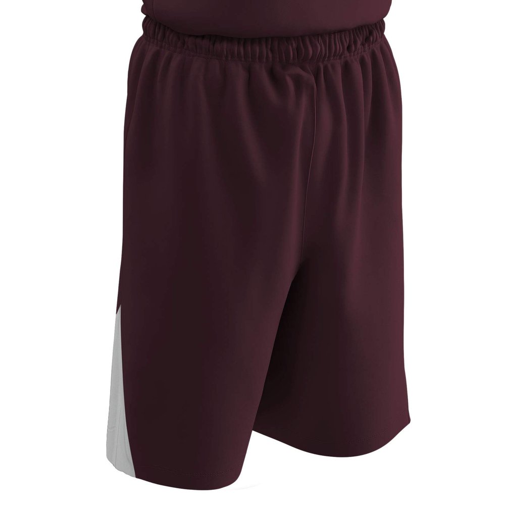 CHAMPRO Dri Gear Pro Plus Reversible Polyester Basketball Short, Youth Medium, Maroon, White
