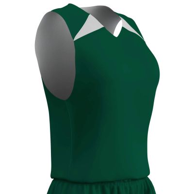 Champro Women's Standard Pro-Plus Reversible Basketball Jersey, Forest Green, White, Medium