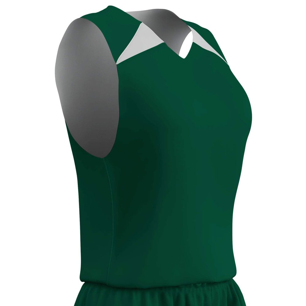 Champro Women's Standard Pro-Plus Reversible Basketball Jersey, Forest Green, White, Medium