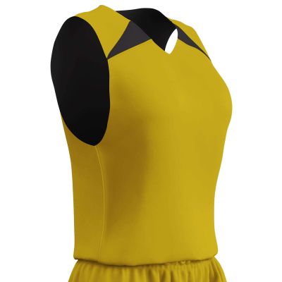 Champro Women's Standard Pro-Plus Reversible Basketball Jersey, Gold, Black, Small