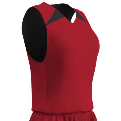 Champro Women's Standard Pro-Plus Reversible Basketball Jersey, Scarlet, Black, Large