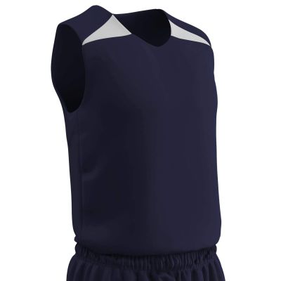 Champro Men's Dri Gear Pro Plus Polyester Reversible Basketball Jersey, Adult Large, Navy, White