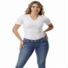 Underworks Women's Microfiber Compression V-Neck T-Shirt, Medium, White view 1