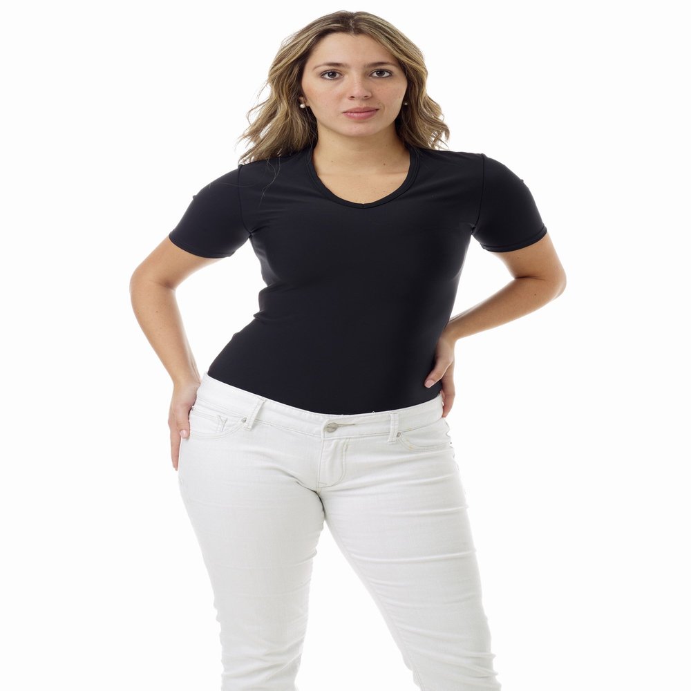 Underworks Women's Microfiber Compression V-Neck T-Shirt, Medium, Black