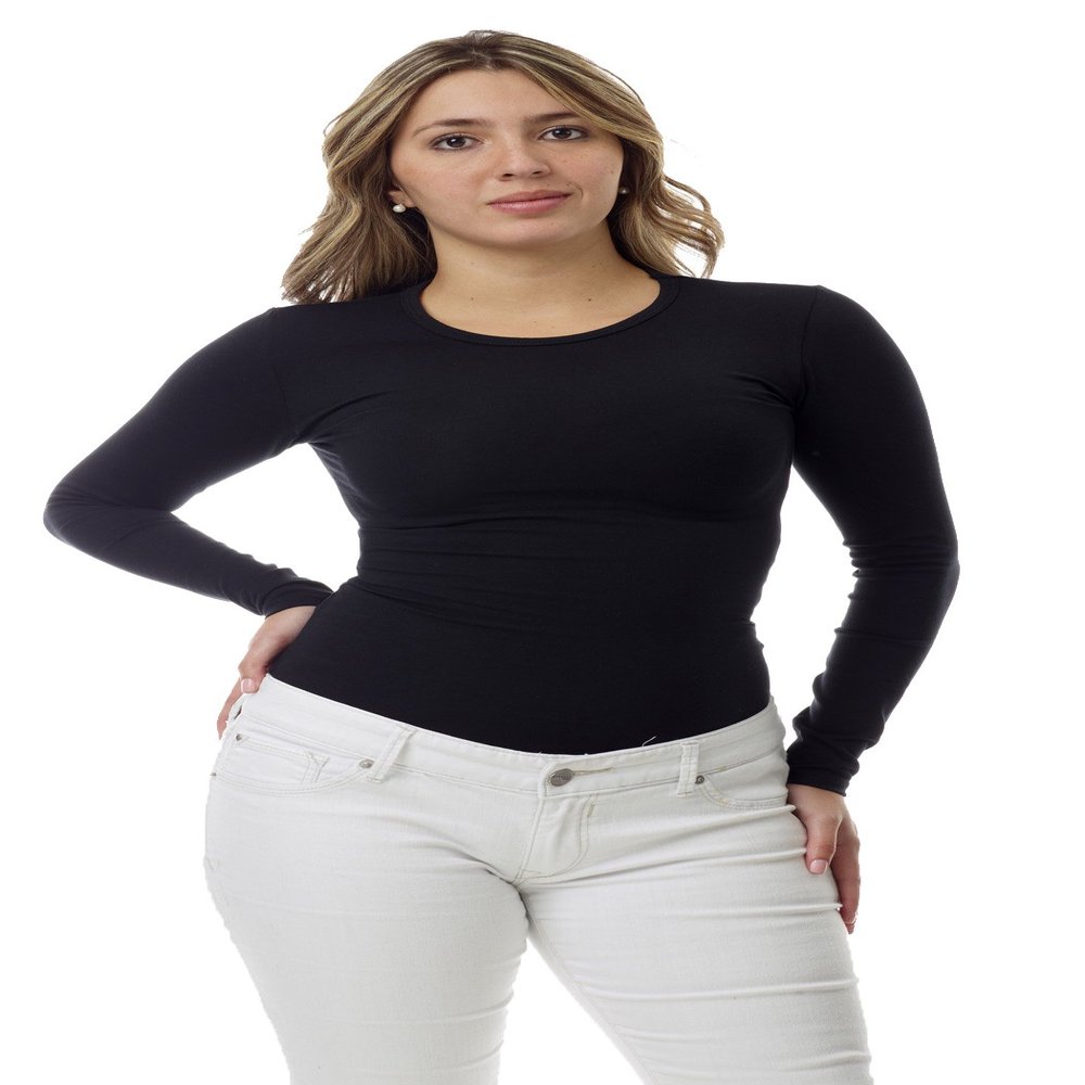Underworks Women's Ultra Light Compression Minimizer Crew Long Sleeves, Small, Black